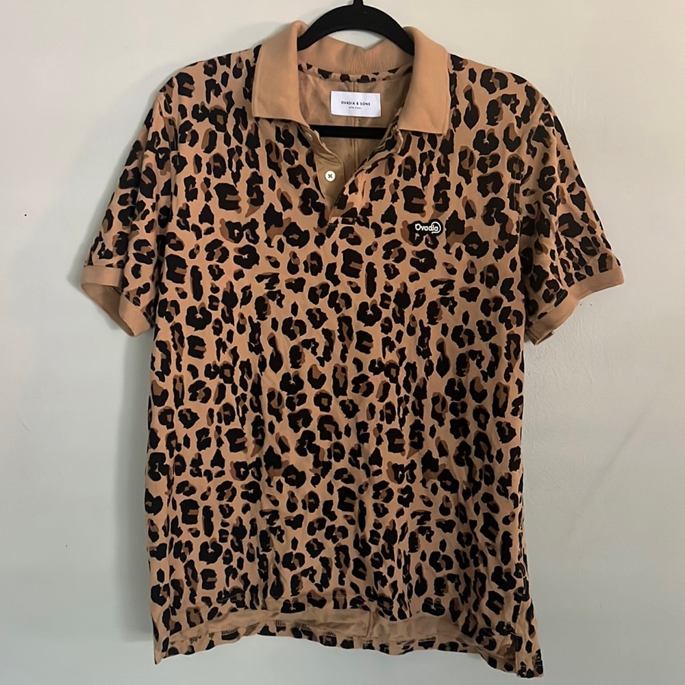 Men’s ovadia & sons animal print polo shirts size medium